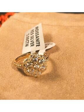 Sterling Silver Moissenite Flower Ring